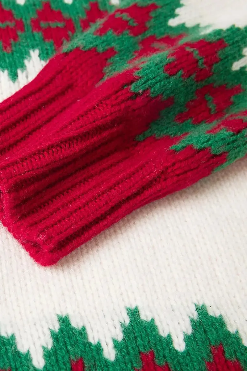 100 Wool Chunky Fair Isle Crewneck Holiday Sweater
