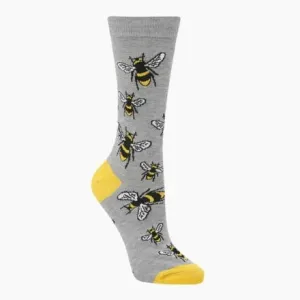 Bumble Bee Women's Bamboo Crew Sock in Grey