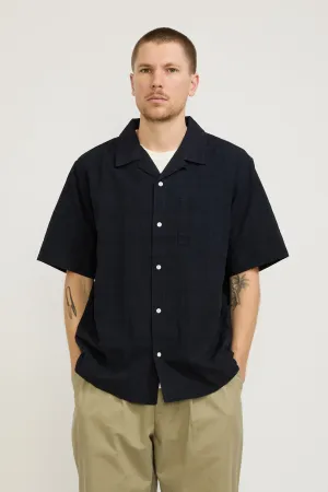 Carsten Relaxed Dobby Check Shirt Dark Navy