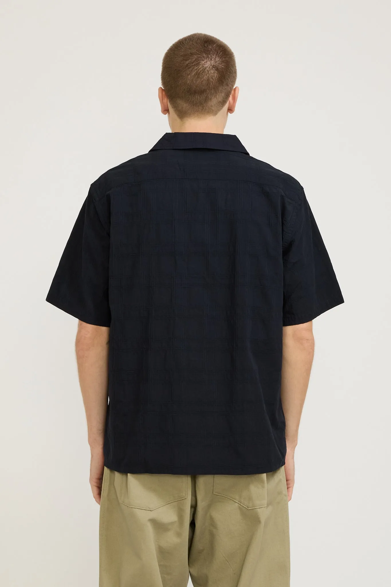 Carsten Relaxed Dobby Check Shirt Dark Navy
