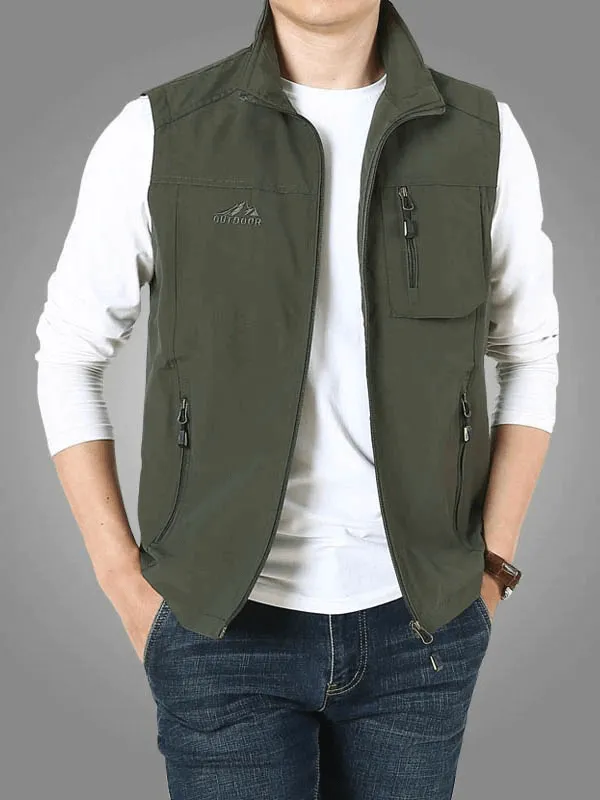 Casual Stand Collar Zipper Travels Vest / Men's Sleeveless Clothes - SF0297