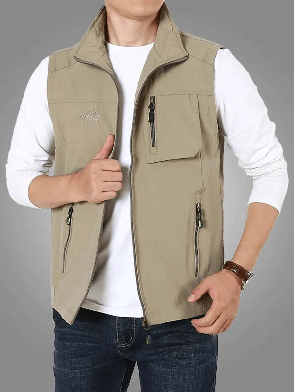 Casual Stand Collar Zipper Travels Vest / Men's Sleeveless Clothes - SF0297