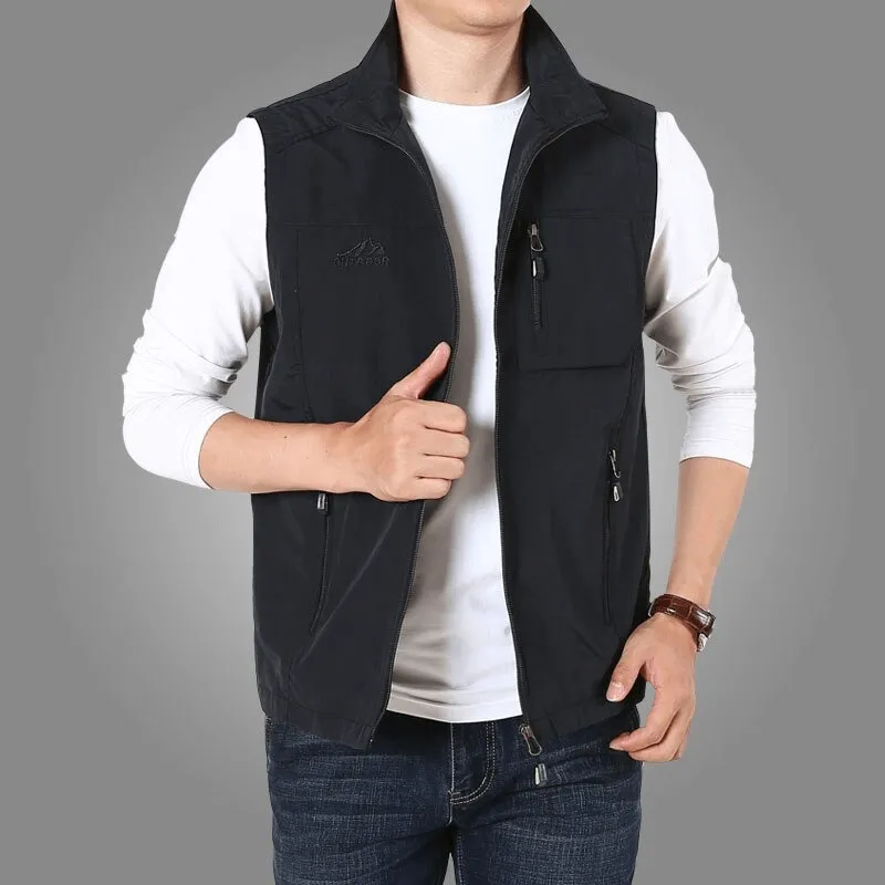 Casual Stand Collar Zipper Travels Vest / Men's Sleeveless Clothes - SF0297