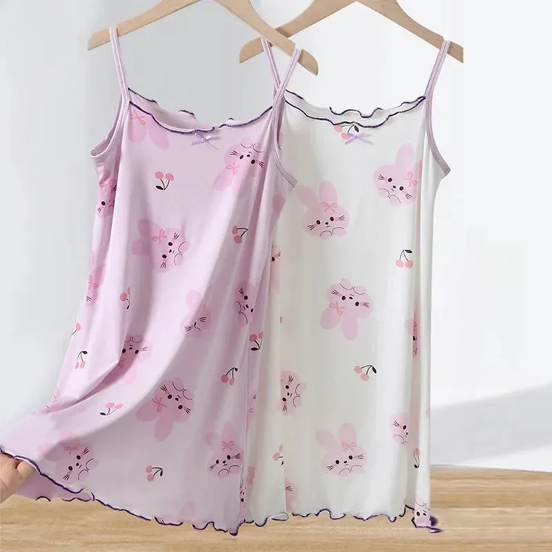Children's Pajamas Summer Thin and Breathable New Girls' Pajamas Home Clothes Small Suspenders