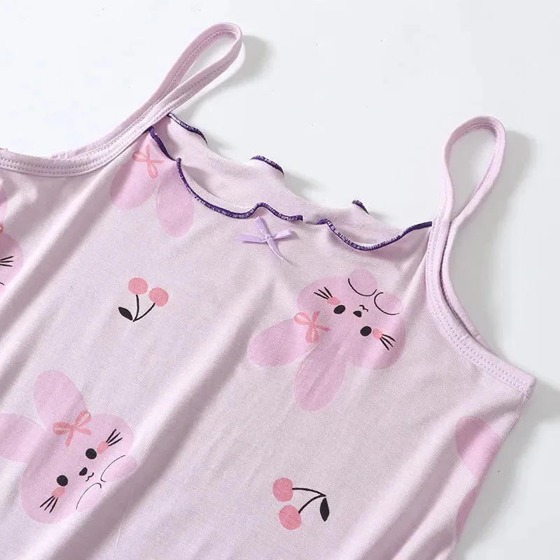 Children's Pajamas Summer Thin and Breathable New Girls' Pajamas Home Clothes Small Suspenders