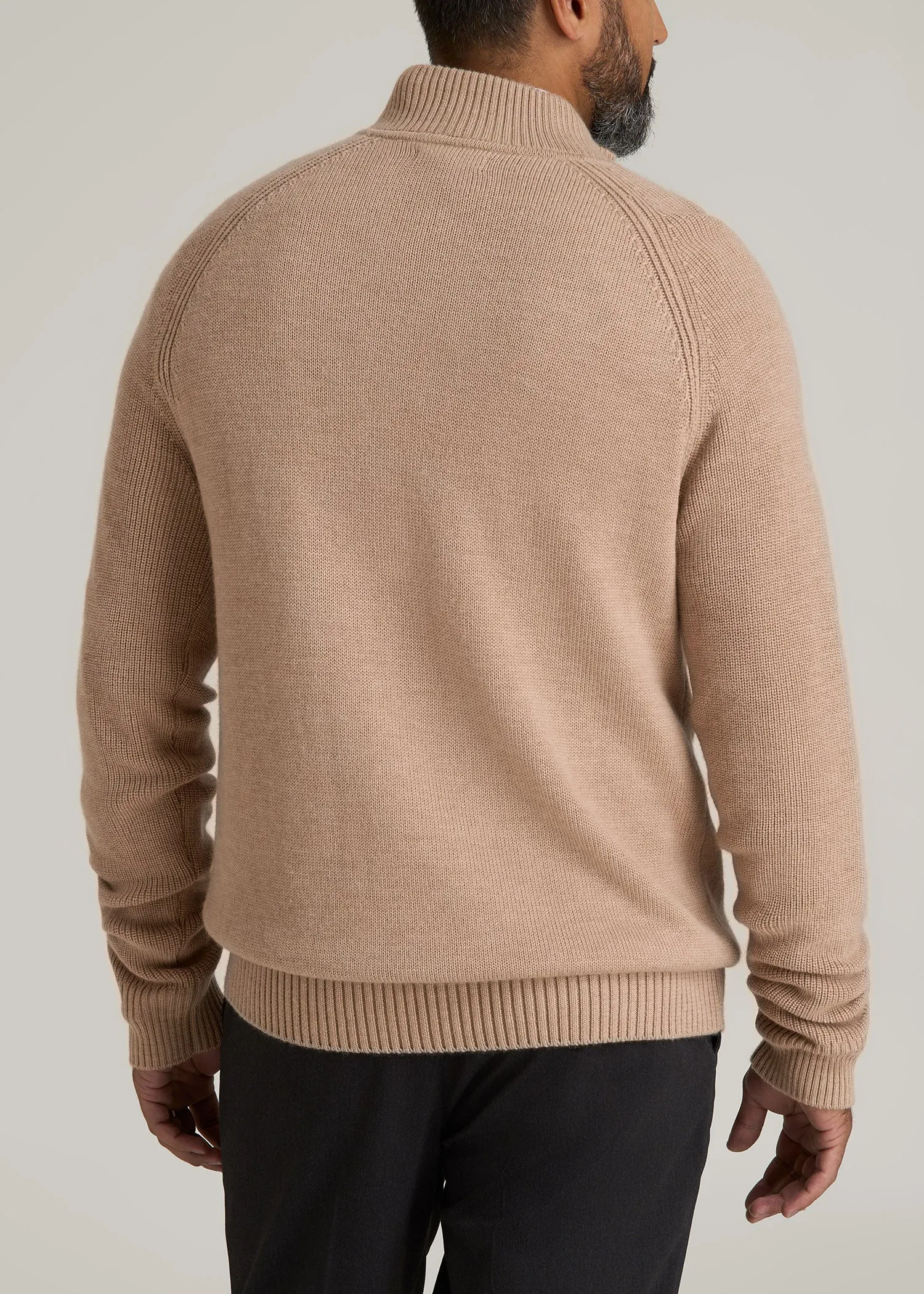 Chunky Merino Quarter-Zip Sweater for Tall Men in Oat