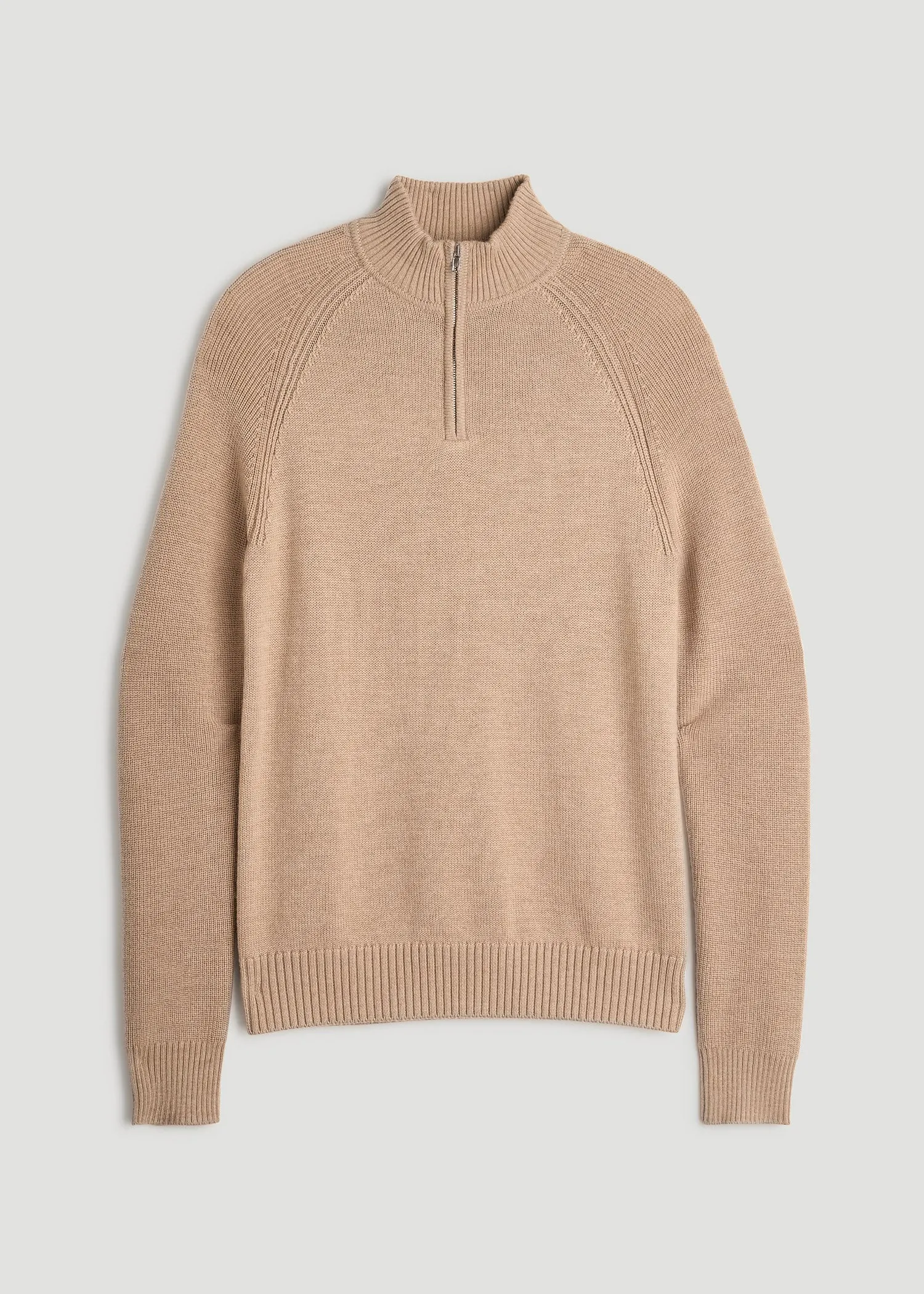 Chunky Merino Quarter-Zip Sweater for Tall Men in Oat