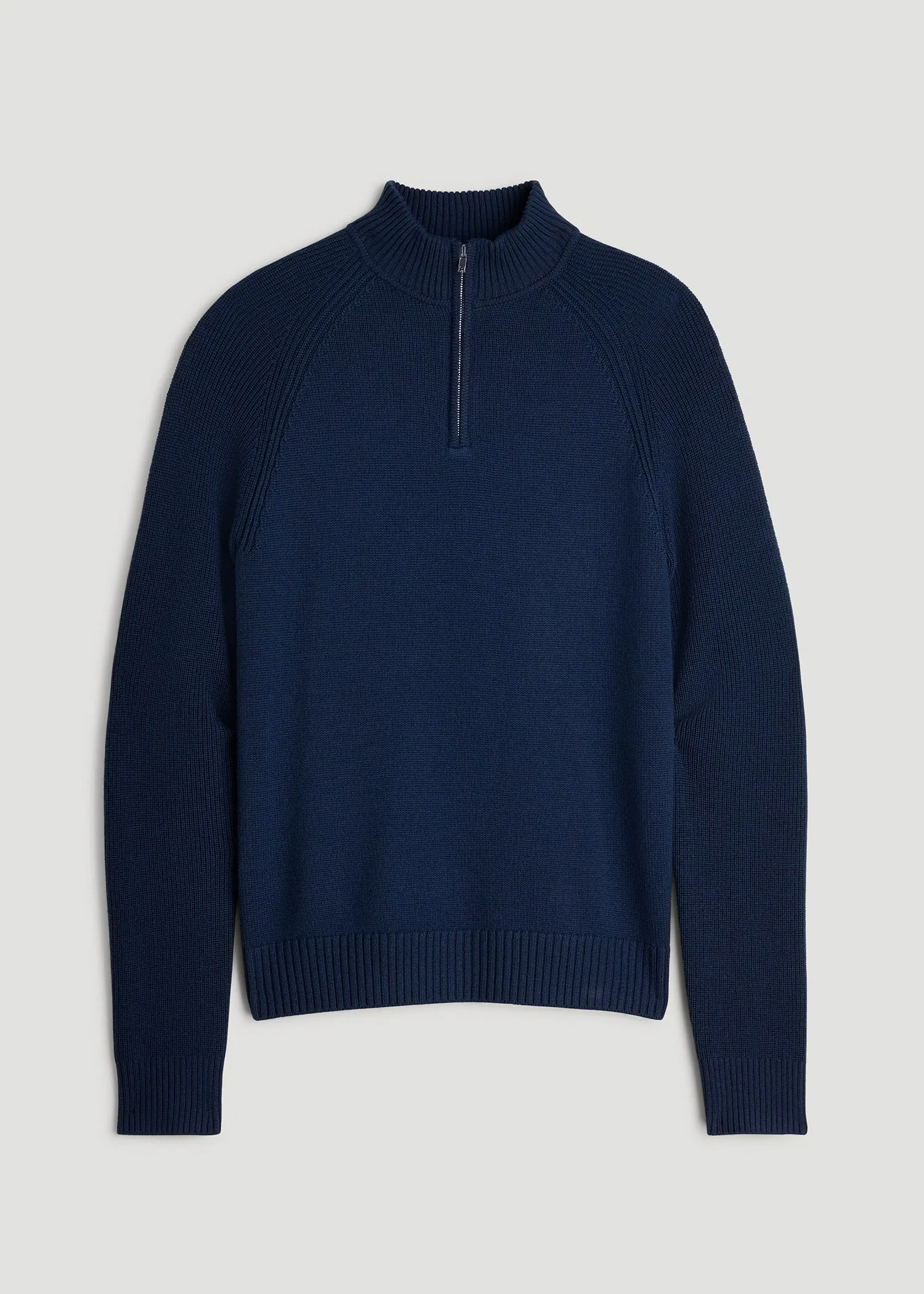 Chunky Merino Quarter-Zip Sweater for Tall Men in Patriot Blue