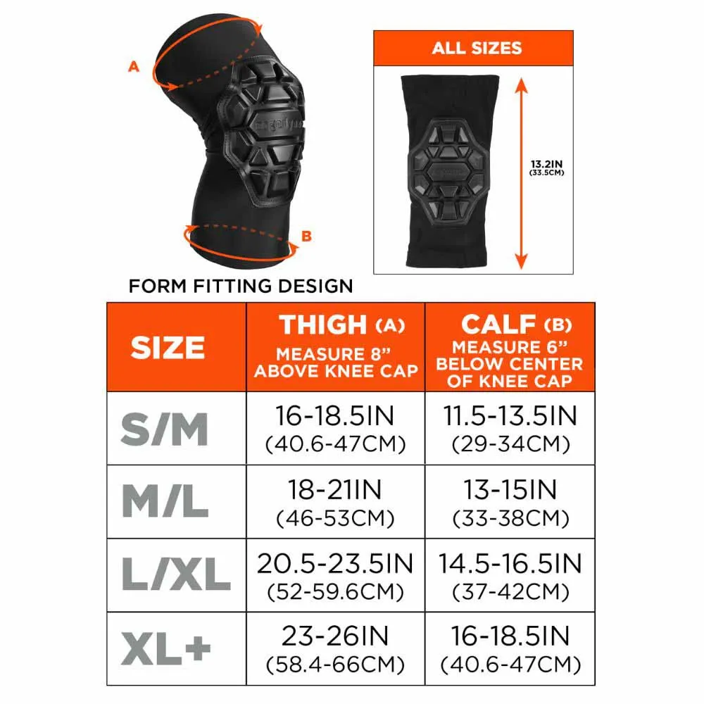 Ergodyne 18553 550 XL  Black Padded Knee Sleeves 3-Layer Foam Cap Pair