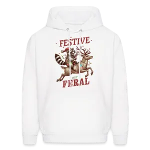 Festive But Feral Raccoon Christmas Hoodie