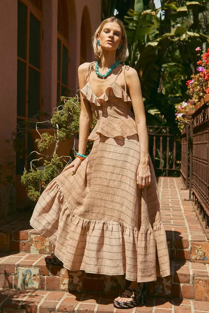 Hunter Bell Jamison Dress in Tan Stripe