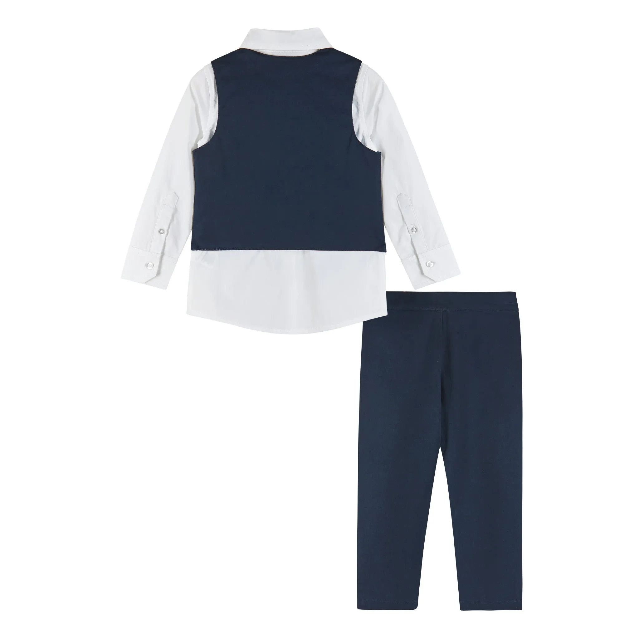Kids 4-Piece Buttondown and Woven Vest Set | Navy
