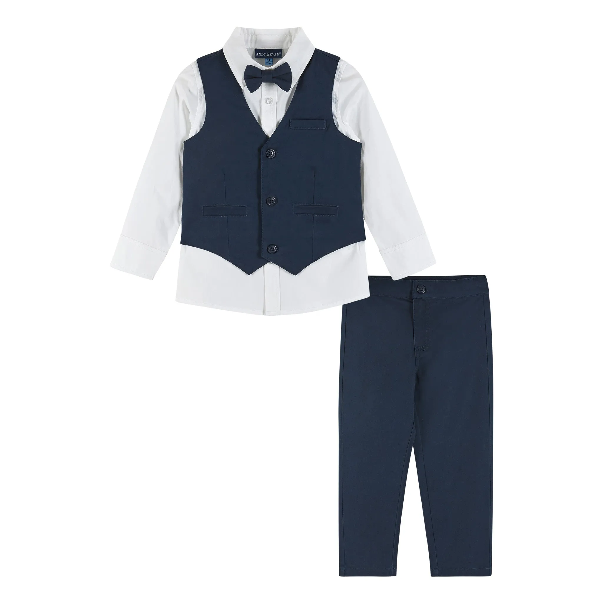 Kids 4-Piece Buttondown and Woven Vest Set | Navy