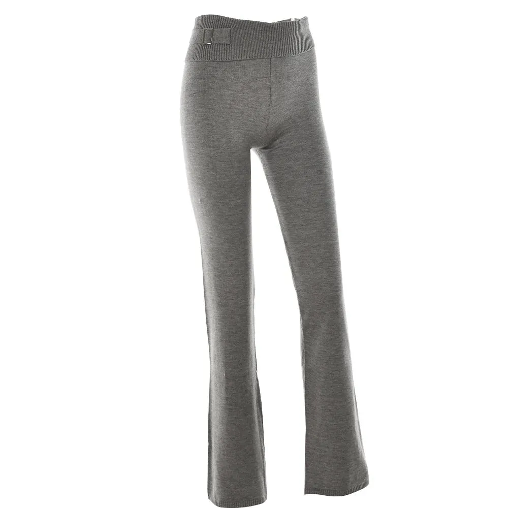 Knitted Hooded Crop Top and Flare Pants 2-Piece Tracksuit