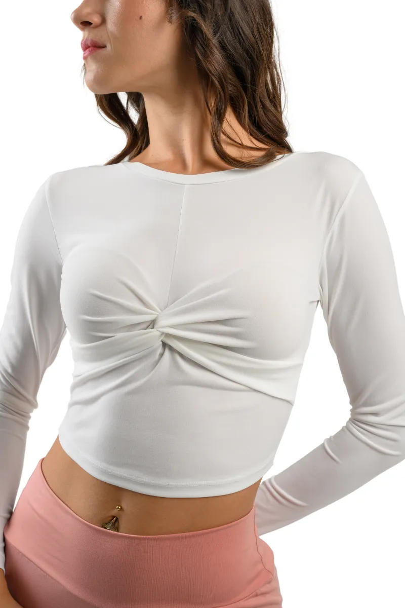 Long Sleeve Twist Knot Crop Top