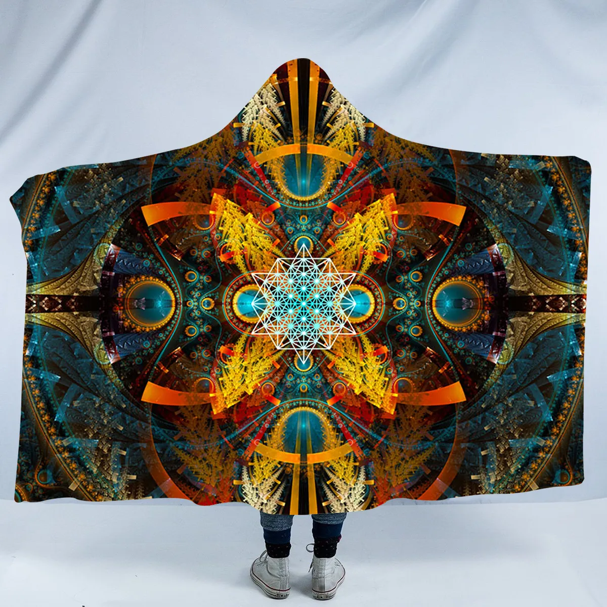 Merkaba Blanket With Hood | Sherpa Blanket Hoodie | Soft | Star Matrix