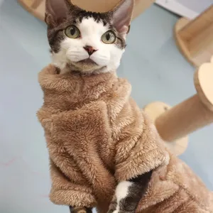 Pet Cat Sweater | Soft Arctic Velvet Home Fur Sweater for Autumn & Winter | Warm Skincare Outfit for Devonshire & Hairless Cats