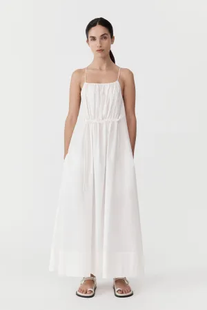 Relaxed Drawstring Dress - White
