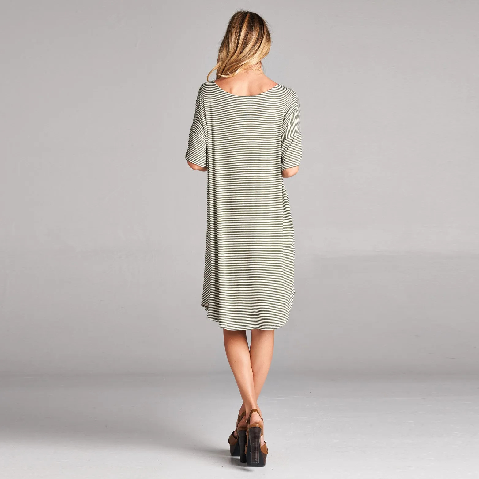 Relaxed Fit Striped Dress with Pockets