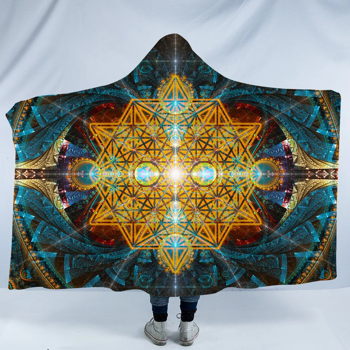 Sacred Geometry Hooded Blanket | Hooded Fleece Blanket | Equilibrium