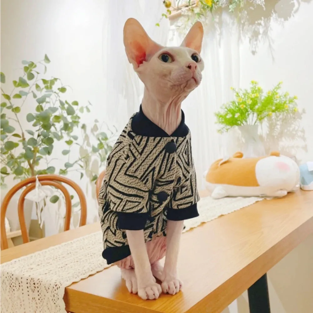 Sphynx Cat Warm Jacket for Winter | Cotton Baseball Uniform for Hairless Cats & Small Dogs | Devon Rex Cartoon Coat