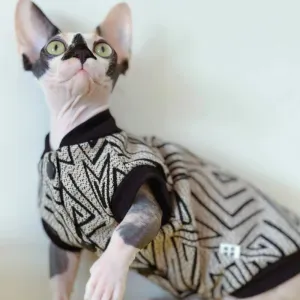 Sphynx Cat Warm Jacket for Winter | Cotton Baseball Uniform for Hairless Cats & Small Dogs | Devon Rex Cartoon Coat