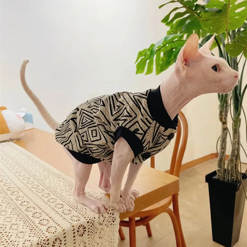 Sphynx Cat Warm Jacket for Winter | Cotton Baseball Uniform for Hairless Cats & Small Dogs | Devon Rex Cartoon Coat