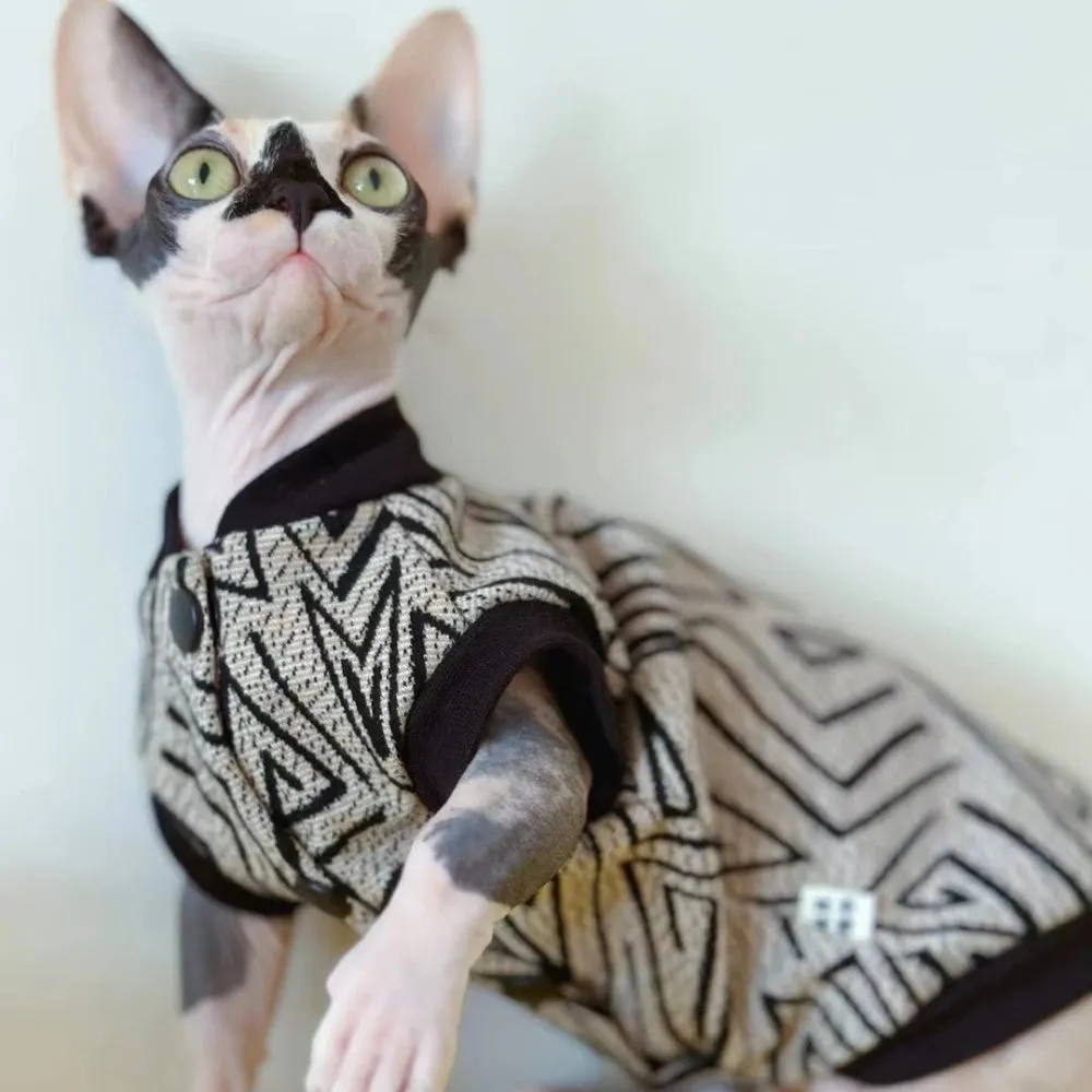 Sphynx Cat Warm Jacket for Winter | Cotton Baseball Uniform for Hairless Cats & Small Dogs | Devon Rex Cartoon Coat