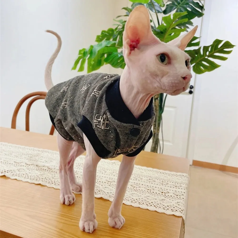 Sphynx Cat Warm Jacket for Winter | Cotton Baseball Uniform for Hairless Cats & Small Dogs | Devon Rex Cartoon Coat