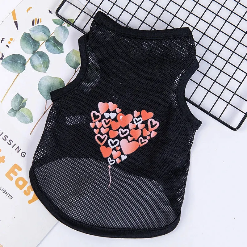 Summer Mesh Pet Dog Vest | Cartoon Print Elastic Clothes for Small Dogs | Lightweight Chihuahua Small Medium Puppy Cat Clothing