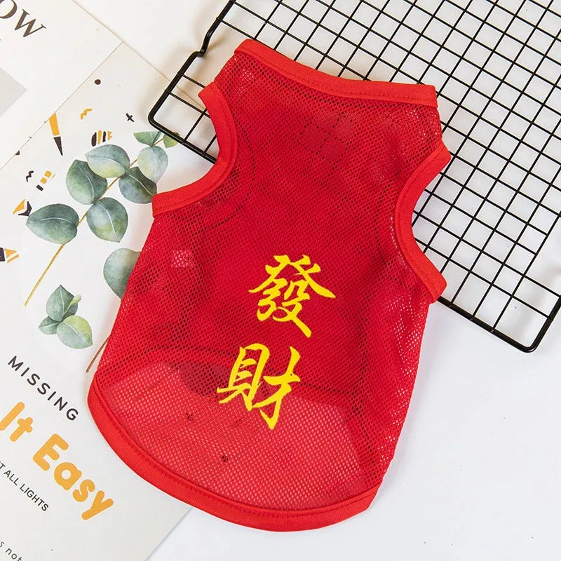 Summer Mesh Pet Dog Vest | Cartoon Print Elastic Clothes for Small Dogs | Lightweight Chihuahua Small Medium Puppy Cat Clothing