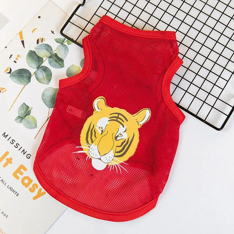 Summer Mesh Pet Dog Vest | Cartoon Print Elastic Clothes for Small Dogs | Lightweight Chihuahua Small Medium Puppy Cat Clothing