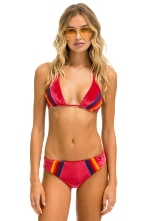 VELVET TRIANGLE BIKINI TOP - RED