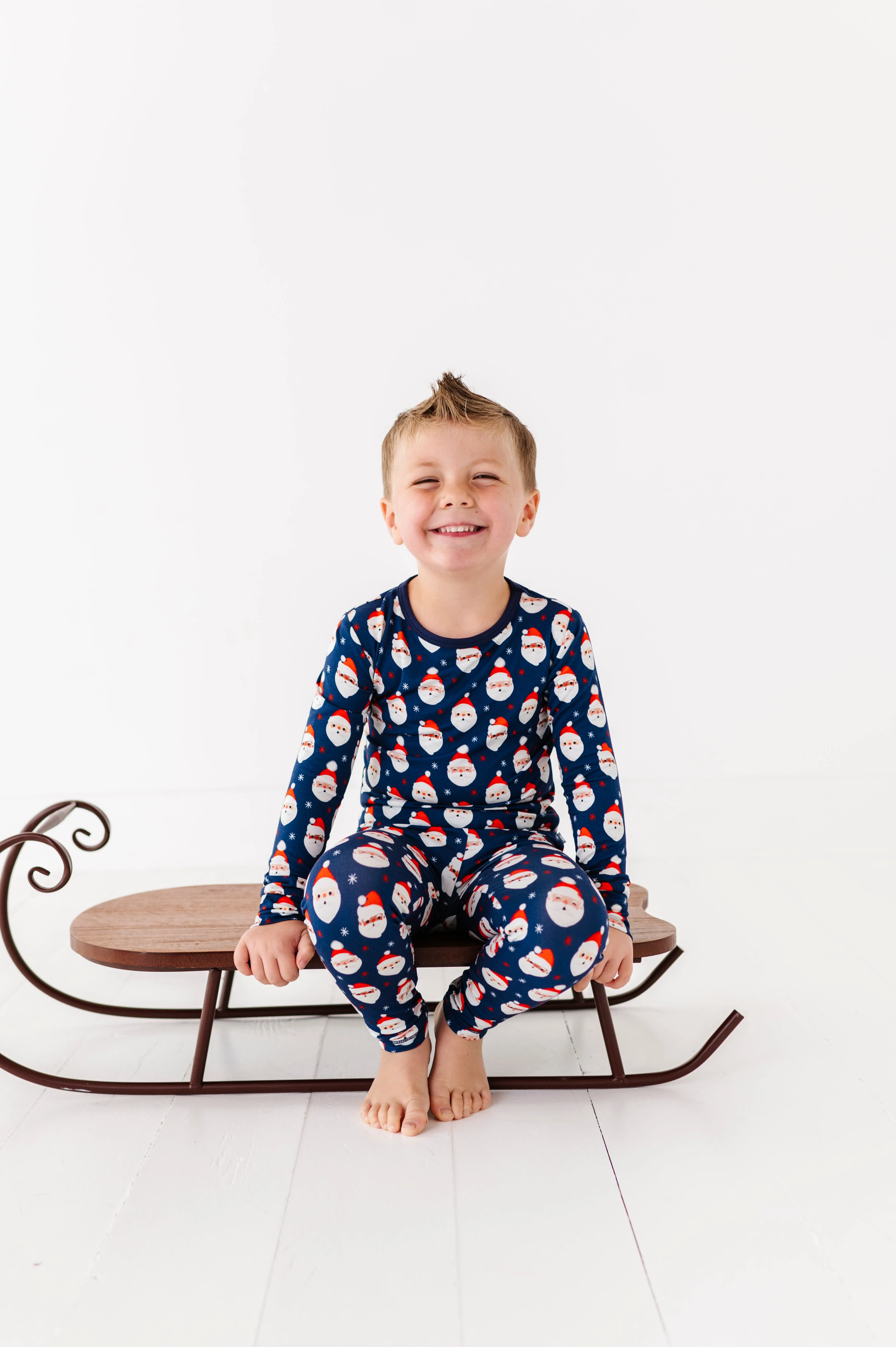 Vintage Santa Two Piece Jammies-Navy